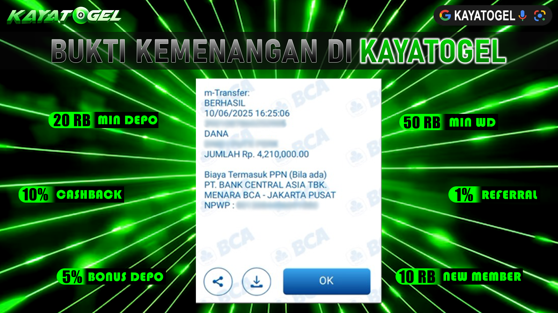 KAYATOGEL JACKPOT TOGEL PASARAN TOTO MACAU Rp.4.210.000.,- LUNAS