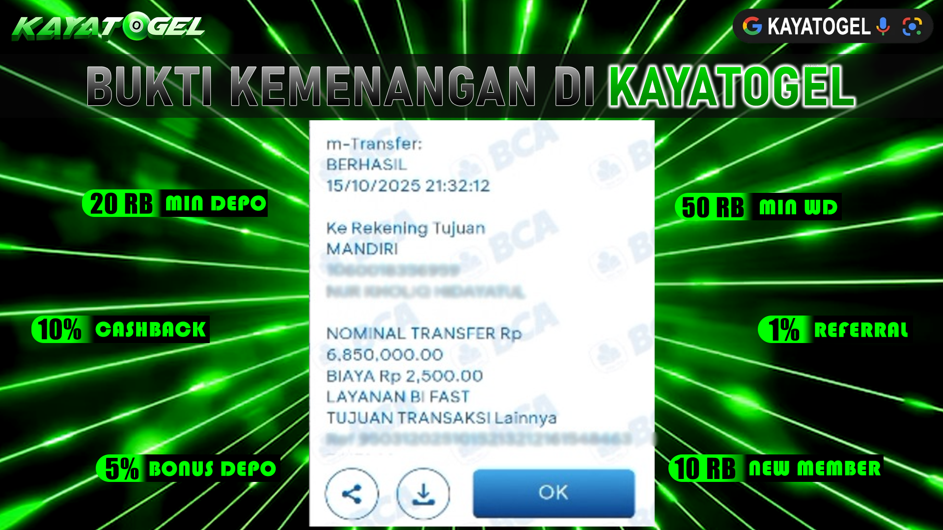 KAYATOGEL JACKPOT TOGEL PASARAN LONDON4D Rp.6.850.000.,- LUNAS