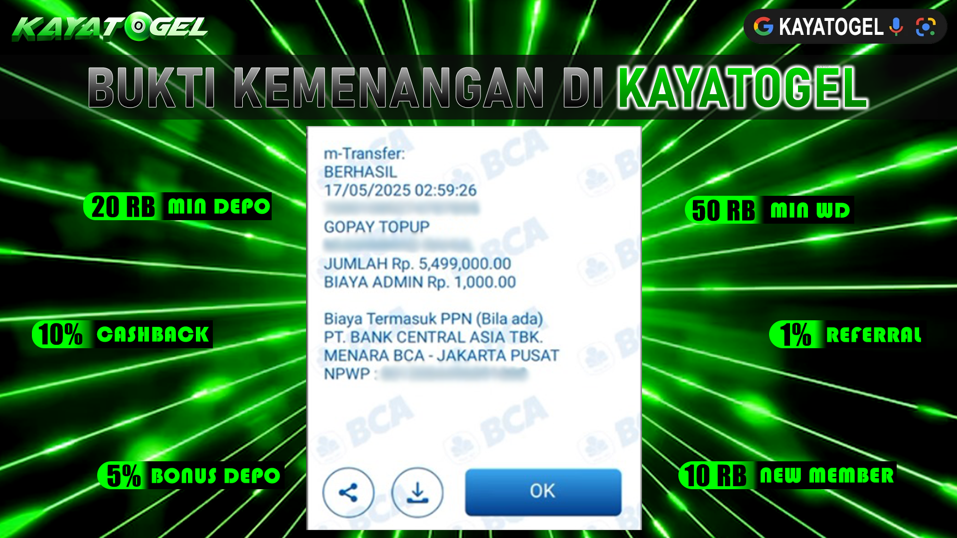 KAYATOGEL JACKPOT SLOT MAHJONG WAYS Rp.5.499.000.,- LUNAS
