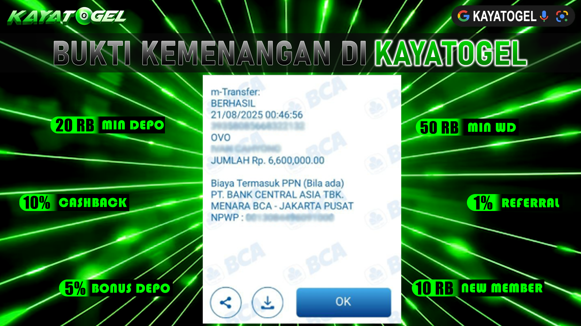 KAYATOGEL JACKPOT TOGEL PASARAN TOTO MACAU Rp.6.600.000.,- LUNAS